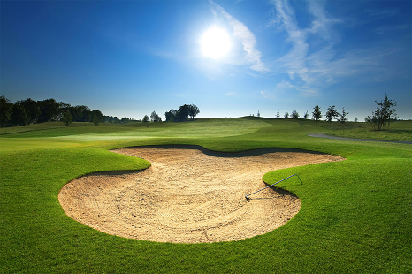 Golf green and bunker